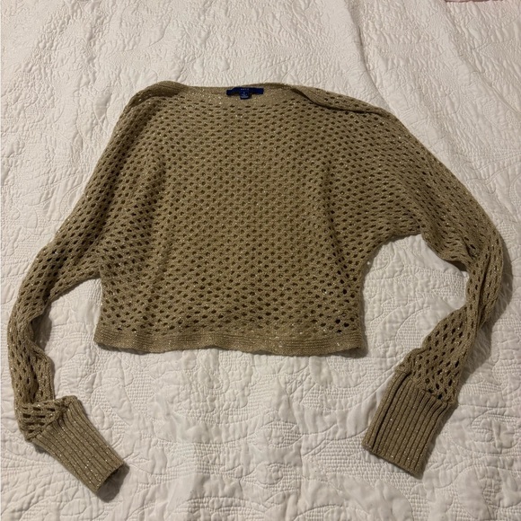 APT 9 Women's gold fishnet Sweater shirt size small - Picture 3 of 8